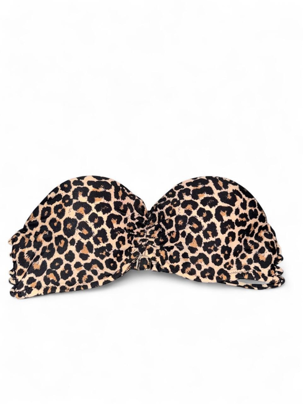 Leopard Print Strapless Swimsuit Top - Beige/Black - Picture 1 of 1